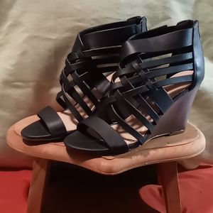 JustFab Black Wedge Sandals